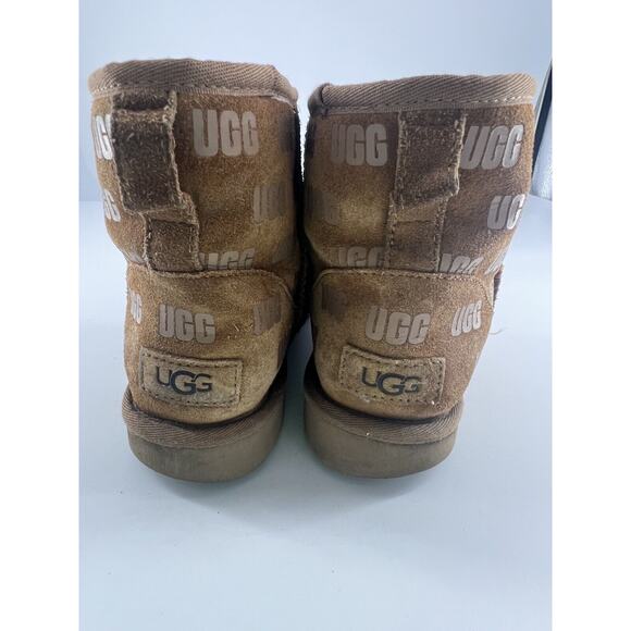 Ugg Classic Mini II Print Boots Mens Size 7 Brown Chestnut Suede Sheepskin Y2K - Picture 10 of 11